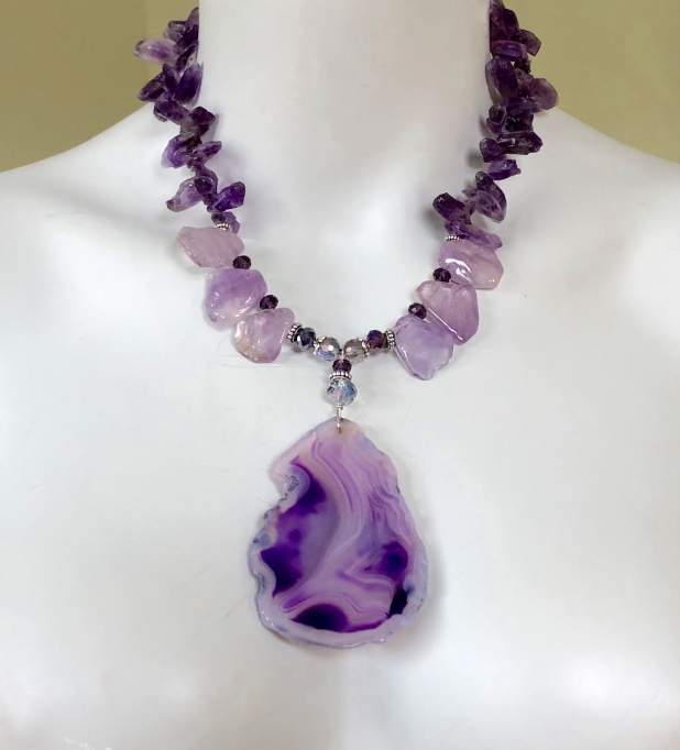 Amethyst Necklace, For one real amethyst stone... - Depop